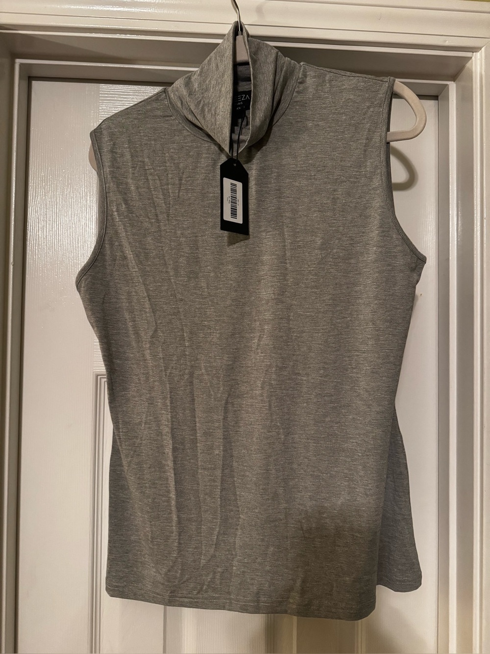 Aleeza Paris Sleeveless Mock Neck Women’s Top - Gray